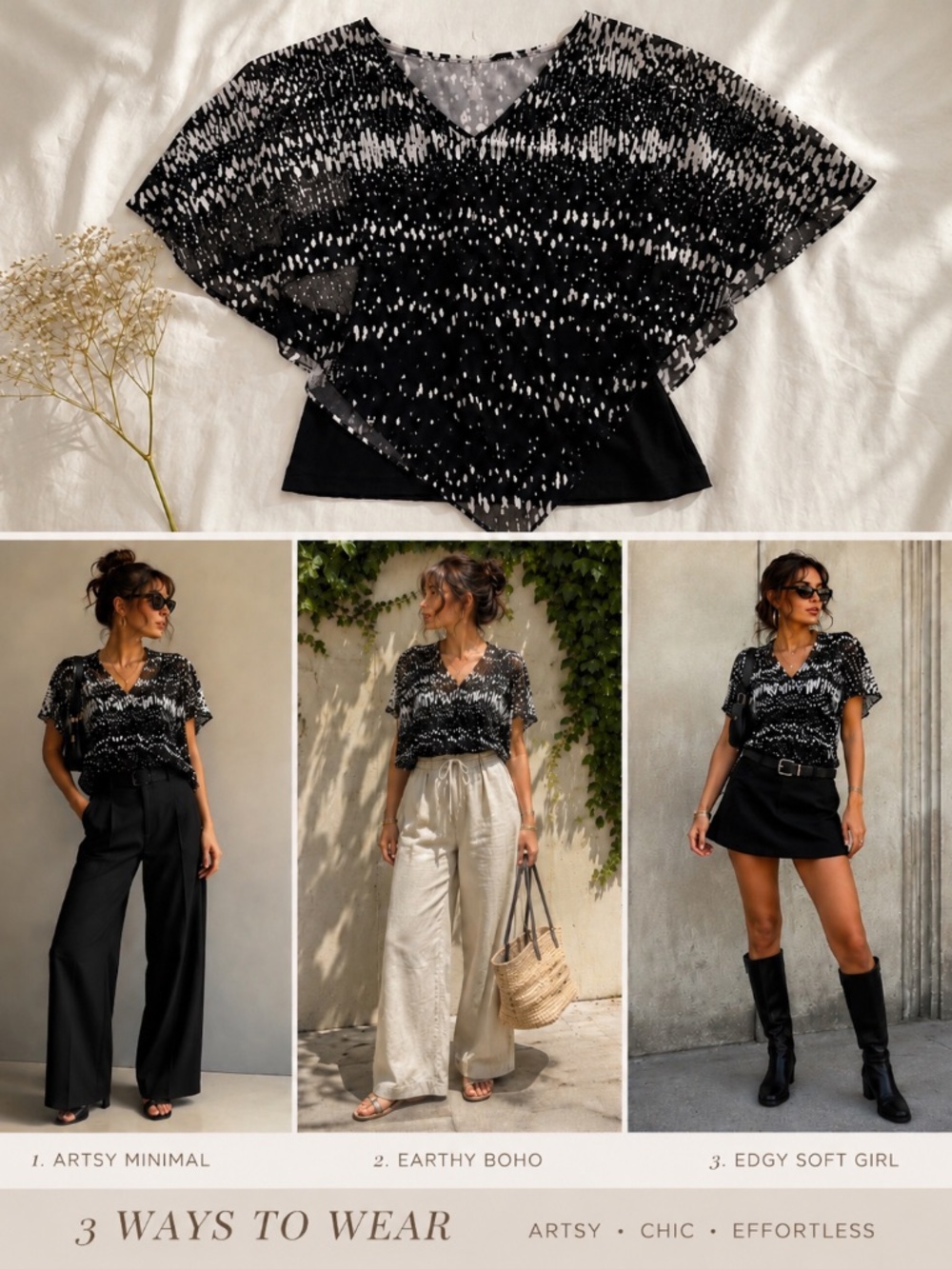 Frank Lyman Asymmetrical Layered Blouse | Designer Statement Top